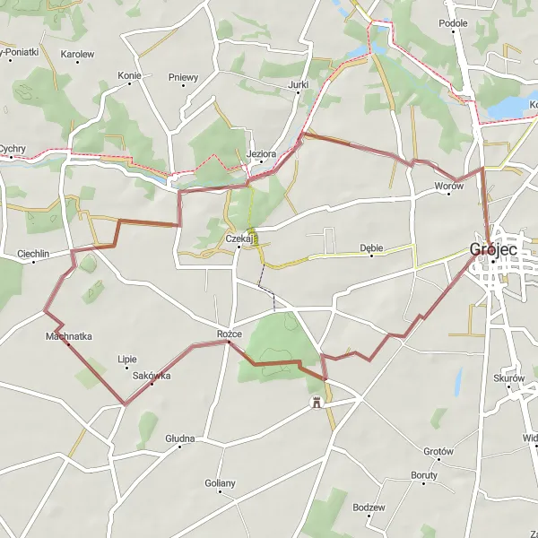 Miniatura mapy "Po Drogach Mazowsza" - trasy rowerowej w Mazowiecki regionalny, Poland. Wygenerowane przez planer tras rowerowych Tarmacs.app