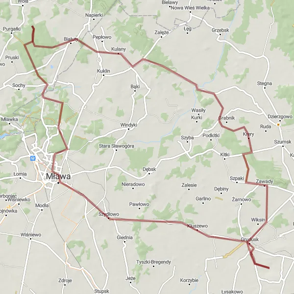 Miniatura mapy "Trasa Mazowieckie Szlaki Gravel" - trasy rowerowej w Mazowiecki regionalny, Poland. Wygenerowane przez planer tras rowerowych Tarmacs.app