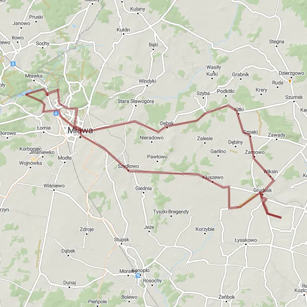 Miniatura mapy "Trasa Mława - Grudusk Gravel" - trasy rowerowej w Mazowiecki regionalny, Poland. Wygenerowane przez planer tras rowerowych Tarmacs.app