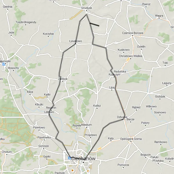 Miniatura mapy "Eksploracja Ciechanowa i Lekowa na rowerze" - trasy rowerowej w Mazowiecki regionalny, Poland. Wygenerowane przez planer tras rowerowych Tarmacs.app