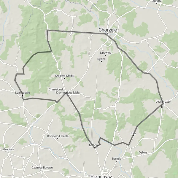 Miniatura mapy "Trasa Jednorożec - Duczymin" - trasy rowerowej w Mazowiecki regionalny, Poland. Wygenerowane przez planer tras rowerowych Tarmacs.app