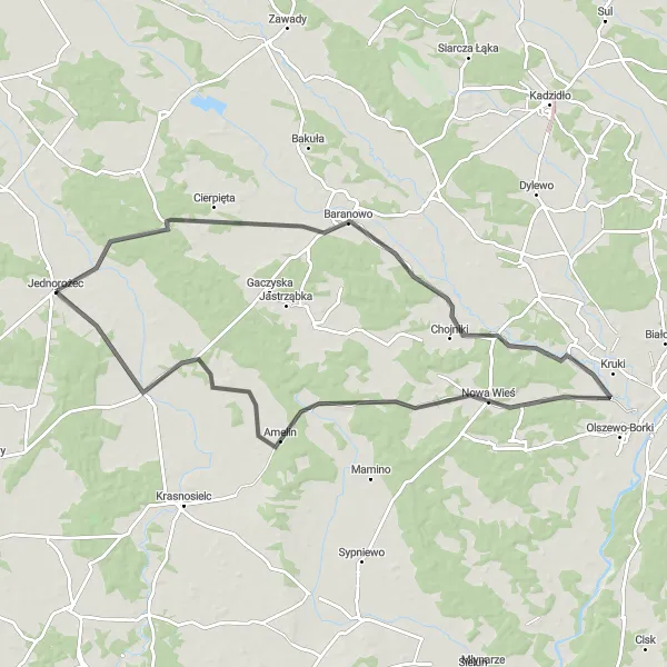 Miniatura mapy "Rajd do Baranowa" - trasy rowerowej w Mazowiecki regionalny, Poland. Wygenerowane przez planer tras rowerowych Tarmacs.app