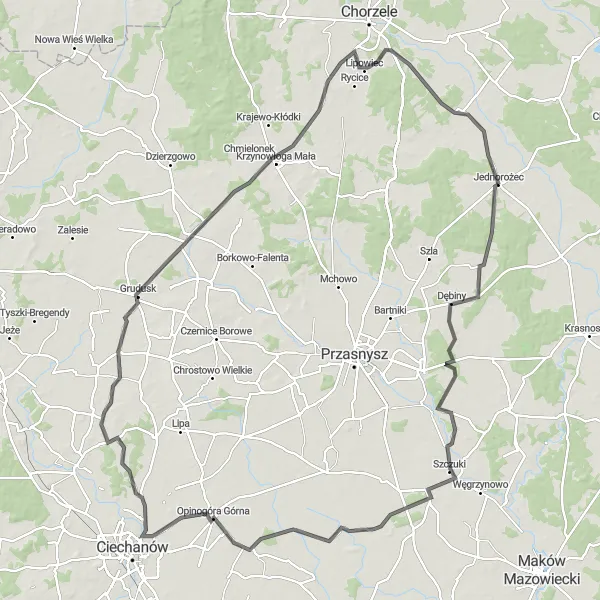 Miniatura mapy "Wyprawa do Małowidza" - trasy rowerowej w Mazowiecki regionalny, Poland. Wygenerowane przez planer tras rowerowych Tarmacs.app