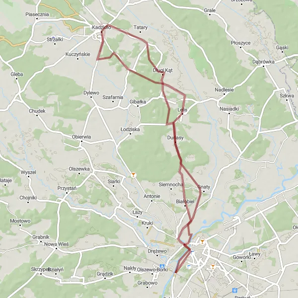 Miniatura mapy "Wyprawa gravelowa do Lelis" - trasy rowerowej w Mazowiecki regionalny, Poland. Wygenerowane przez planer tras rowerowych Tarmacs.app