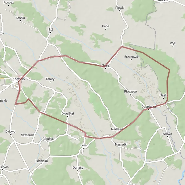 Miniatura mapy "Trasa Gravelowa do Kadzidła" - trasy rowerowej w Mazowiecki regionalny, Poland. Wygenerowane przez planer tras rowerowych Tarmacs.app