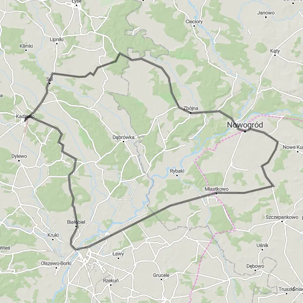 Miniatura mapy "Szlak przez Lelis" - trasy rowerowej w Mazowiecki regionalny, Poland. Wygenerowane przez planer tras rowerowych Tarmacs.app