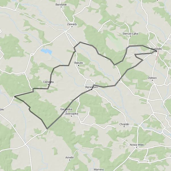 Miniatura mapy "Trasa przez Budy Rządowe" - trasy rowerowej w Mazowiecki regionalny, Poland. Wygenerowane przez planer tras rowerowych Tarmacs.app