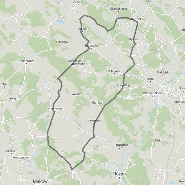 Miniatura mapy "Trasa Mazowiecka Wschód" - trasy rowerowej w Mazowiecki regionalny, Poland. Wygenerowane przez planer tras rowerowych Tarmacs.app