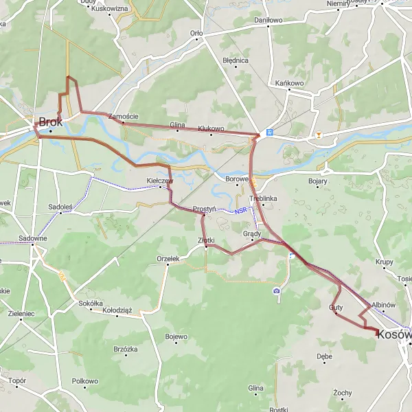 Miniatura mapy "Trasa do Małkini Górnej" - trasy rowerowej w Mazowiecki regionalny, Poland. Wygenerowane przez planer tras rowerowych Tarmacs.app
