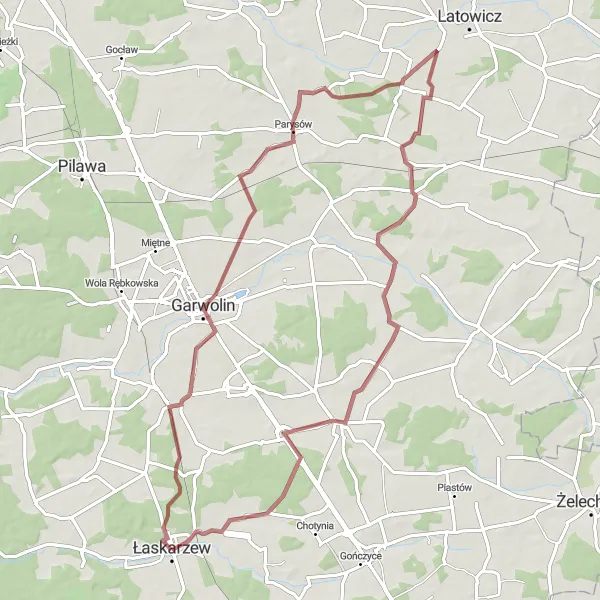 Miniatura mapy "Trasa gravelowa do Kamionki i Górzna" - trasy rowerowej w Mazowiecki regionalny, Poland. Wygenerowane przez planer tras rowerowych Tarmacs.app
