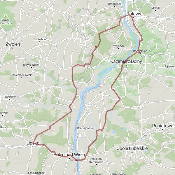 Miniatura mapy "Trasa do Góry Puławskiej" - trasy rowerowej w Mazowiecki regionalny, Poland. Wygenerowane przez planer tras rowerowych Tarmacs.app