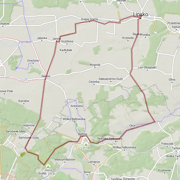 Miniatura mapy "Szlak do Babilonu" - trasy rowerowej w Mazowiecki regionalny, Poland. Wygenerowane przez planer tras rowerowych Tarmacs.app