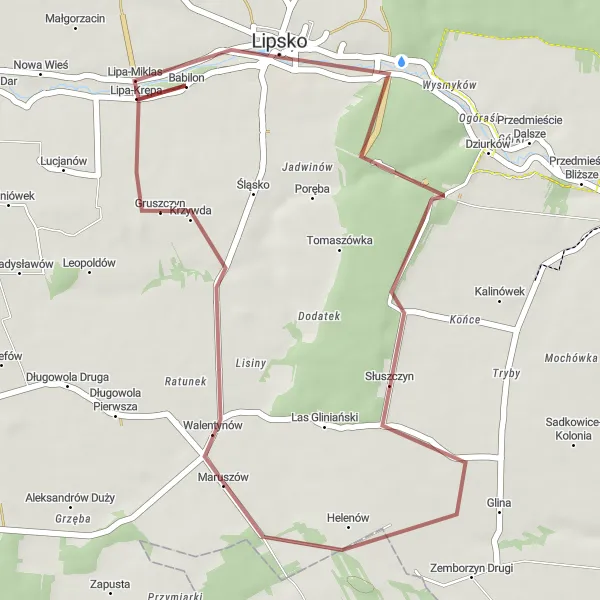 Miniatura mapy "Trasa gravelowa do Maruszowa" - trasy rowerowej w Mazowiecki regionalny, Poland. Wygenerowane przez planer tras rowerowych Tarmacs.app