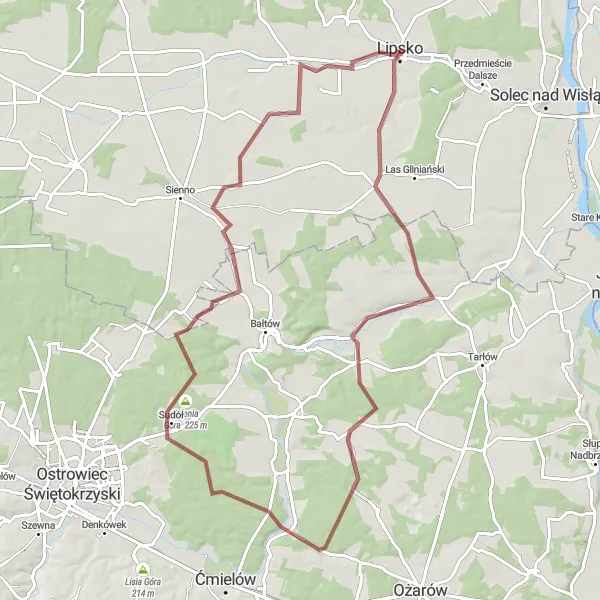 Miniatura mapy "Trasa do Borowni" - trasy rowerowej w Mazowiecki regionalny, Poland. Wygenerowane przez planer tras rowerowych Tarmacs.app