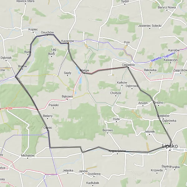 Miniatura mapy "Trasa do Pawliczki" - trasy rowerowej w Mazowiecki regionalny, Poland. Wygenerowane przez planer tras rowerowych Tarmacs.app
