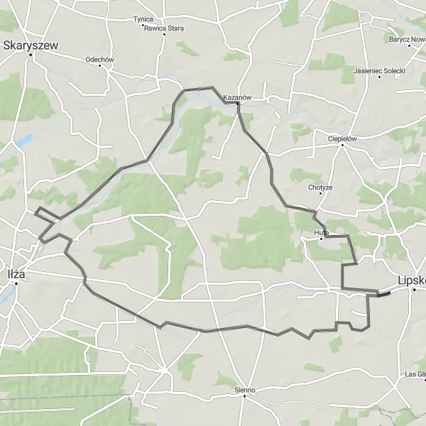 Miniatura mapy "Trasa do Rzeczniowa" - trasy rowerowej w Mazowiecki regionalny, Poland. Wygenerowane przez planer tras rowerowych Tarmacs.app