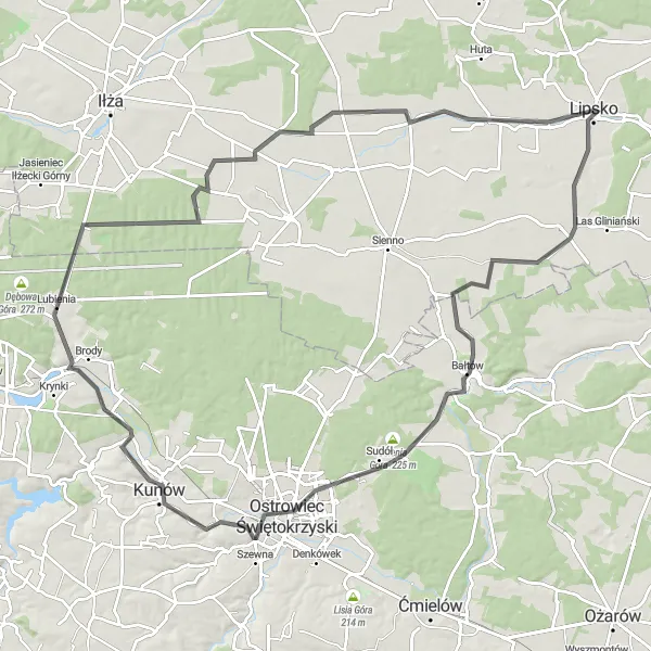 Miniatura mapy "Trasa przez Krzemionki" - trasy rowerowej w Mazowiecki regionalny, Poland. Wygenerowane przez planer tras rowerowych Tarmacs.app