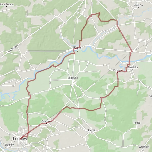 Map miniature of "The Mazowiecki Gravel Adventure" cycling inspiration in Mazowiecki regionalny, Poland. Generated by Tarmacs.app cycling route planner