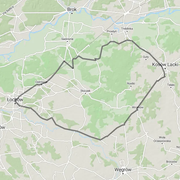 Miniatura mapy "Szlakiem Zabytkowych Wiosek" - trasy rowerowej w Mazowiecki regionalny, Poland. Wygenerowane przez planer tras rowerowych Tarmacs.app