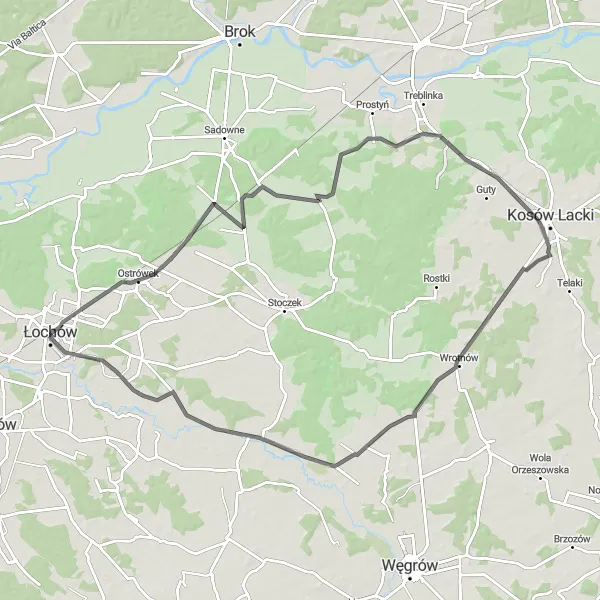 Map miniature of "Cycling Through Mazowiecki's Scenic Beauty" cycling inspiration in Mazowiecki regionalny, Poland. Generated by Tarmacs.app cycling route planner