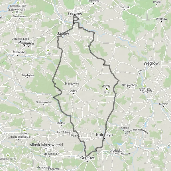 Miniatura mapy "Szlak dookoła Łochowa" - trasy rowerowej w Mazowiecki regionalny, Poland. Wygenerowane przez planer tras rowerowych Tarmacs.app