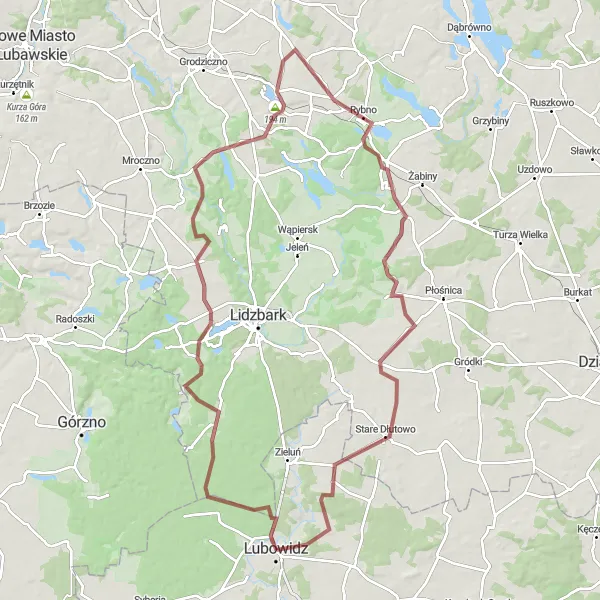 Map miniature of "Gravel Adventure to Wlewsk" cycling inspiration in Mazowiecki regionalny, Poland. Generated by Tarmacs.app cycling route planner