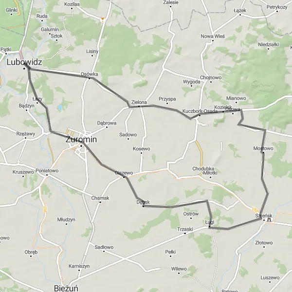 Miniatura mapy "Trasa przez Zieloną Dolinę" - trasy rowerowej w Mazowiecki regionalny, Poland. Wygenerowane przez planer tras rowerowych Tarmacs.app