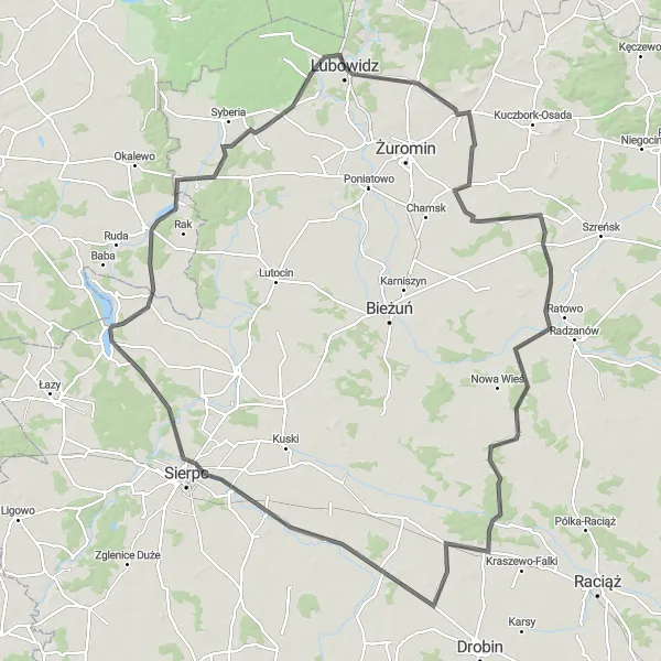 Map miniature of "Szczechowo Adventure" cycling inspiration in Mazowiecki regionalny, Poland. Generated by Tarmacs.app cycling route planner