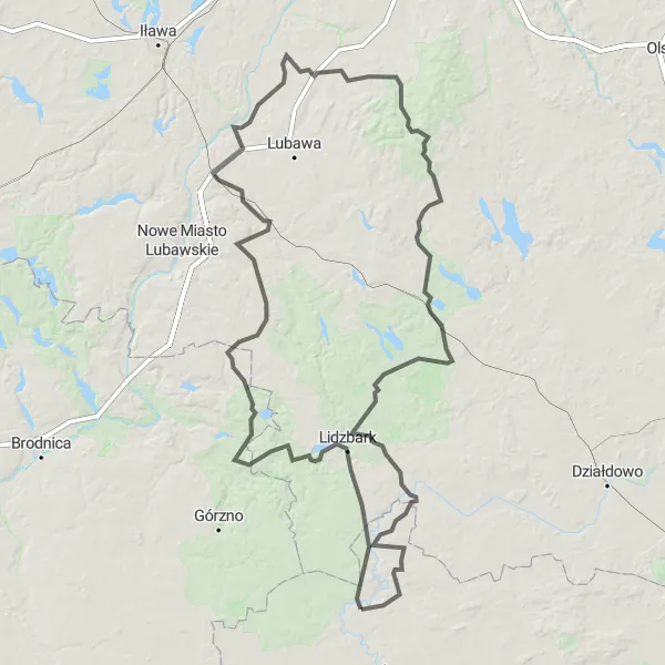 Map miniature of "Glaznotach Challenge" cycling inspiration in Mazowiecki regionalny, Poland. Generated by Tarmacs.app cycling route planner