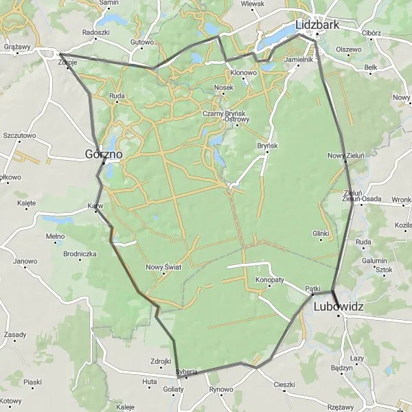 Miniatura mapy "Trasa Kopiec" - trasy rowerowej w Mazowiecki regionalny, Poland. Wygenerowane przez planer tras rowerowych Tarmacs.app