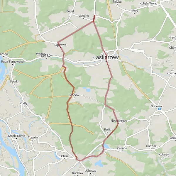 Miniatura mapy "Trasa Gravel z Maciejowic do Łaskarzewa" - trasy rowerowej w Mazowiecki regionalny, Poland. Wygenerowane przez planer tras rowerowych Tarmacs.app
