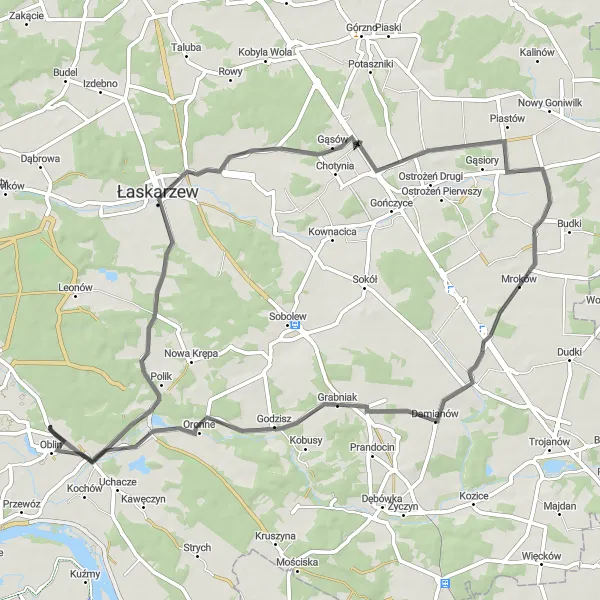 Miniatura mapy "Trasa do Podzamcza" - trasy rowerowej w Mazowiecki regionalny, Poland. Wygenerowane przez planer tras rowerowych Tarmacs.app