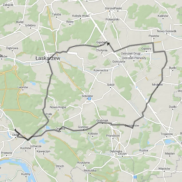 Map miniature of "Road Serenity" cycling inspiration in Mazowiecki regionalny, Poland. Generated by Tarmacs.app cycling route planner