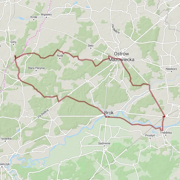 Miniatura mapy "Trasa z Małkini Górnej do Niegowca" - trasy rowerowej w Mazowiecki regionalny, Poland. Wygenerowane przez planer tras rowerowych Tarmacs.app