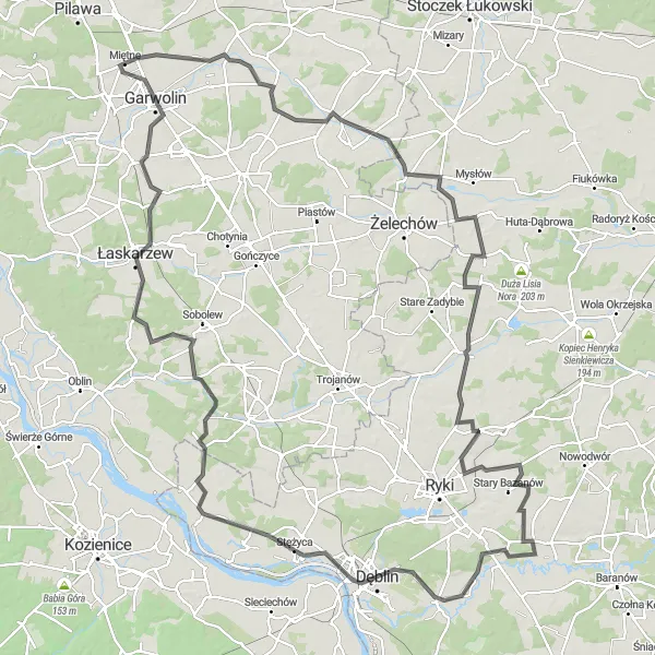 Map miniature of "The Ultimate Road Cycling Challenge in Mazowiecki regionalny" cycling inspiration in Mazowiecki regionalny, Poland. Generated by Tarmacs.app cycling route planner