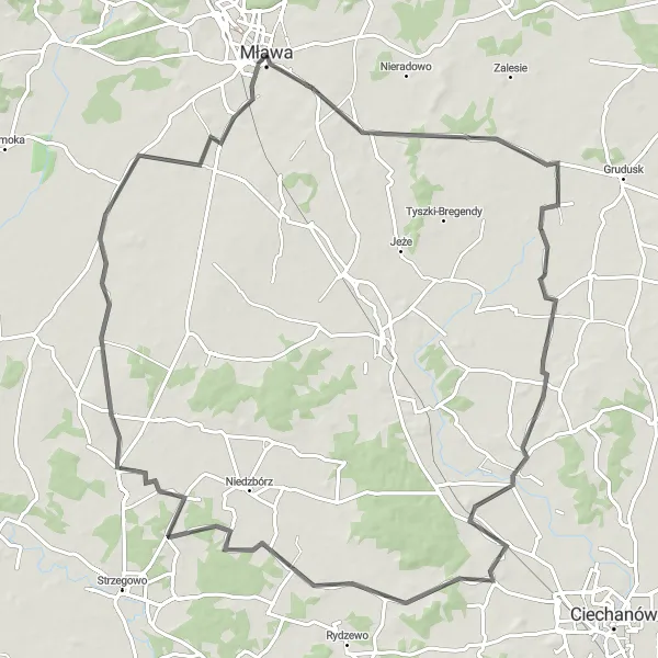 Miniatura mapy "Szlakiem przez Chotum i Mdzewo" - trasy rowerowej w Mazowiecki regionalny, Poland. Wygenerowane przez planer tras rowerowych Tarmacs.app