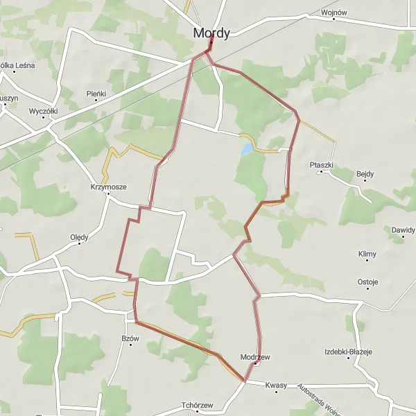 Miniatura mapy "Wycieczka szlakiem Sosenek i Jajek" - trasy rowerowej w Mazowiecki regionalny, Poland. Wygenerowane przez planer tras rowerowych Tarmacs.app