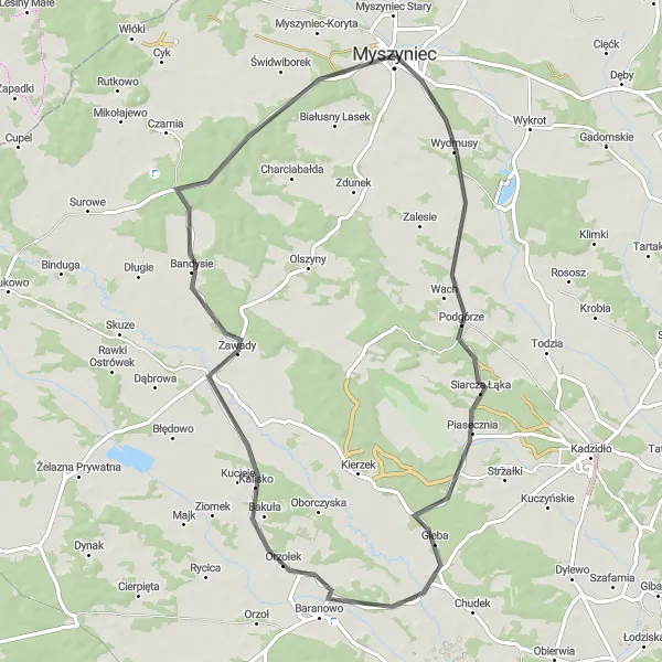 Miniatura mapy "Podgórze i Baranowo" - trasy rowerowej w Mazowiecki regionalny, Poland. Wygenerowane przez planer tras rowerowych Tarmacs.app