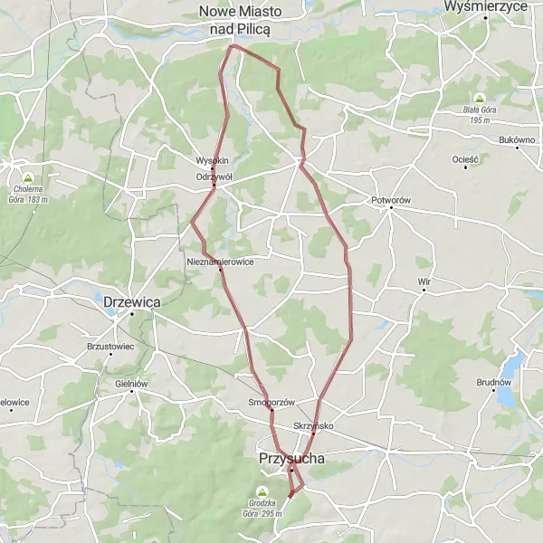 Miniatura mapy "Wyprawa gravelowa przez okolice Przysuchy" - trasy rowerowej w Mazowiecki regionalny, Poland. Wygenerowane przez planer tras rowerowych Tarmacs.app