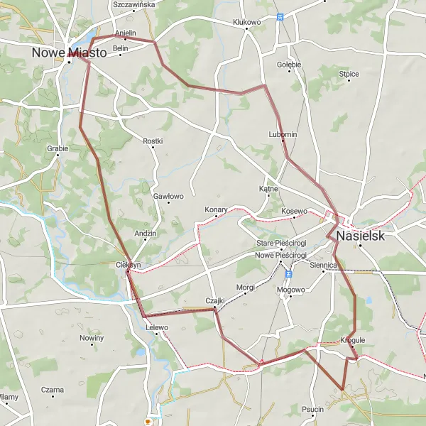 Miniatura mapy "Trasa gravelowa do Cieksyna i Miszewa B" - trasy rowerowej w Mazowiecki regionalny, Poland. Wygenerowane przez planer tras rowerowych Tarmacs.app