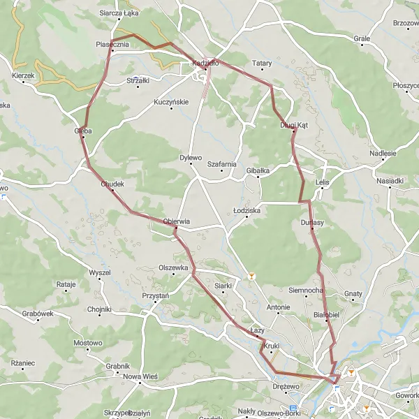 Map miniature of "Mazury Trail" cycling inspiration in Mazowiecki regionalny, Poland. Generated by Tarmacs.app cycling route planner