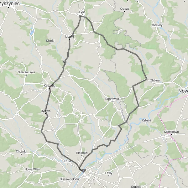 Map miniature of "Laski Loop" cycling inspiration in Mazowiecki regionalny, Poland. Generated by Tarmacs.app cycling route planner