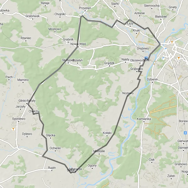 Miniatura mapy "Trasa Road Antosin - Młynarze - Antonie" - trasy rowerowej w Mazowiecki regionalny, Poland. Wygenerowane przez planer tras rowerowych Tarmacs.app