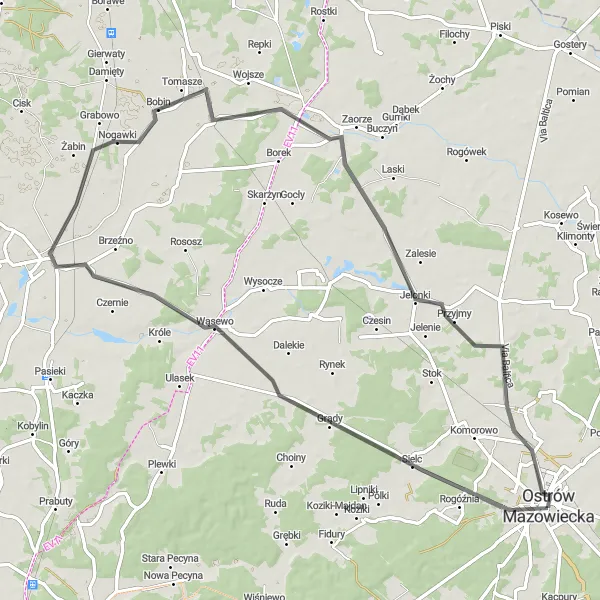 Miniatura mapy "Trasa rowerowa dookoła Ostrowa Mazowieckiego" - trasy rowerowej w Mazowiecki regionalny, Poland. Wygenerowane przez planer tras rowerowych Tarmacs.app