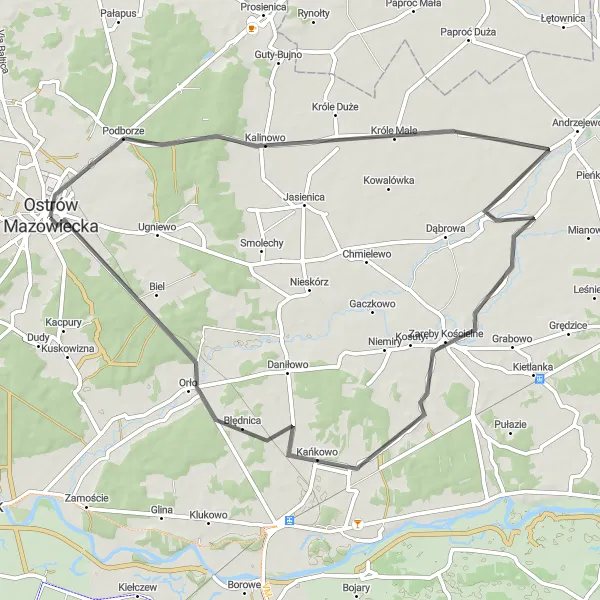 Miniatura mapy "Przejażdżka rowerowa z Skłody-Piotrowicami i Orłem" - trasy rowerowej w Mazowiecki regionalny, Poland. Wygenerowane przez planer tras rowerowych Tarmacs.app
