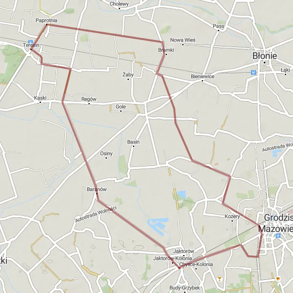 Miniatura mapy "Przejażdżka przez Teresin i okolice" - trasy rowerowej w Mazowiecki regionalny, Poland. Wygenerowane przez planer tras rowerowych Tarmacs.app