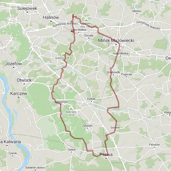 Miniatura mapy "Trasa przez Góra Regucka" - trasy rowerowej w Mazowiecki regionalny, Poland. Wygenerowane przez planer tras rowerowych Tarmacs.app