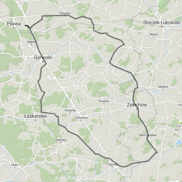 Miniatura mapy "Trasa do Ruda Talubska" - trasy rowerowej w Mazowiecki regionalny, Poland. Wygenerowane przez planer tras rowerowych Tarmacs.app