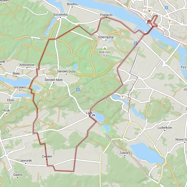 Map miniature of "Glimpses of Nature and Tradition" cycling inspiration in Mazowiecki regionalny, Poland. Generated by Tarmacs.app cycling route planner