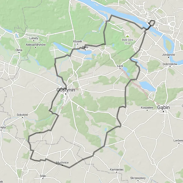 Map miniature of "Historic Mazovian Tour" cycling inspiration in Mazowiecki regionalny, Poland. Generated by Tarmacs.app cycling route planner